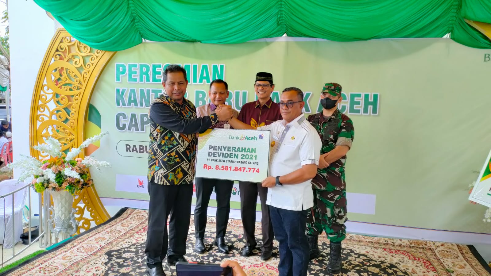 Bank Aceh KCP Suak Beukah Beroperasi, Aceh Jaya Terima Dividen Rp 8 Miliar