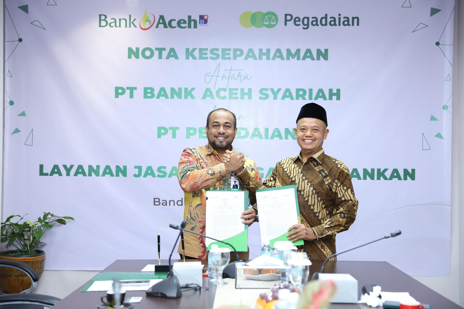 Bank Aceh dan Pegadaian Tandatangani MoU
