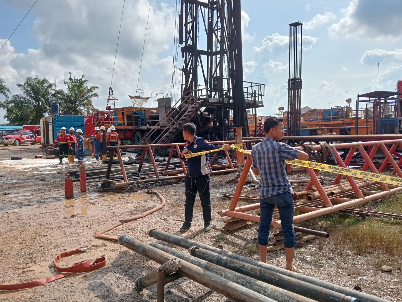 Polres Aceh Tamiang Selidiki Penyebab Kebakaran Sumur Minyak Pertamina